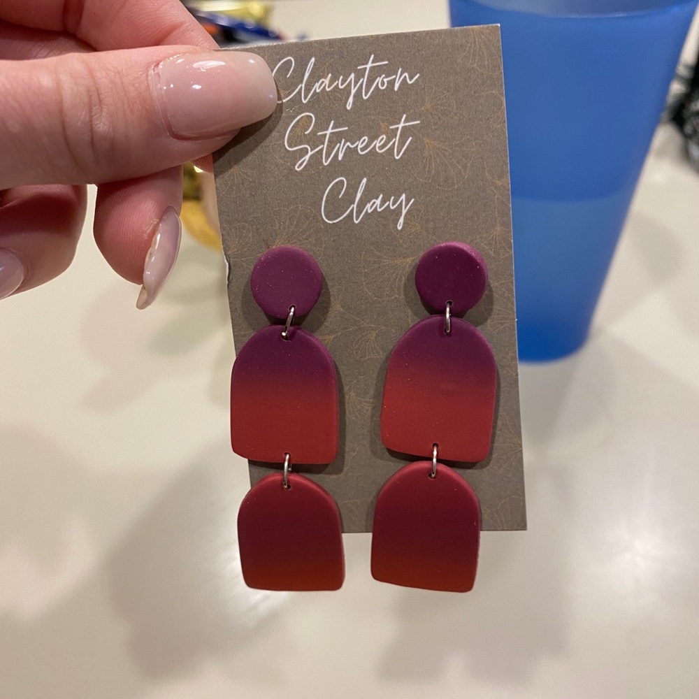 Maroon Ombré Drop Earrings